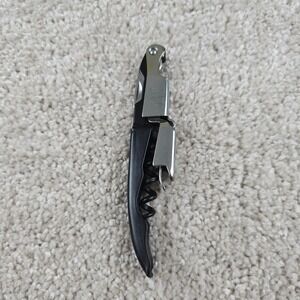 Houdini Wine Opener Black Double‎ Hinged Waiters Corkscrew with Foil Cutter